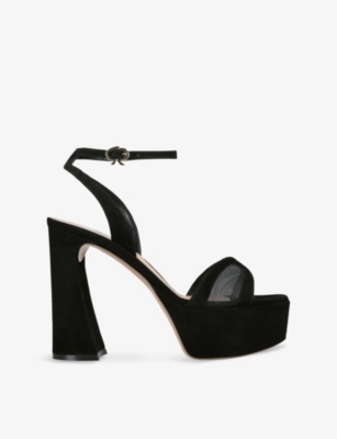 GIANVITO ROSSI WOMENS GIANVITO ROSSI BOW-EMBELLISHED 105 MESH PLATFORM HEELED SANDALS 