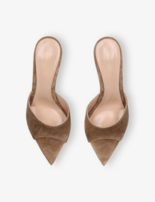 Gianvito Rossi Womens Beige Elle 85 Suede Heeled Mules Eur 42/ 9 Uk In Brown