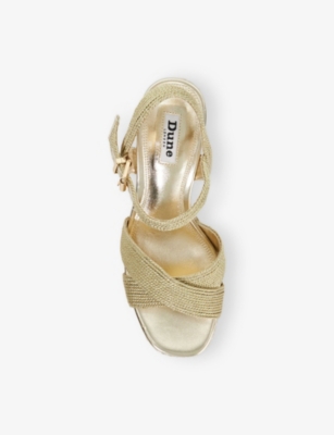 Dune Womens  Kolden Raffia Heeled Wedge Sandals