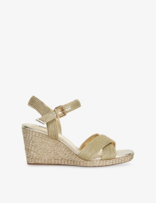Dune Womens  Kolden Raffia Heeled Wedge Sandals