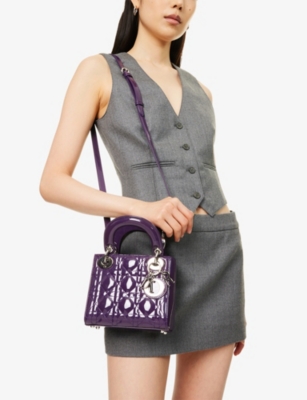 RESELFRIDGES: Pre-Loved Dior Mini Patent Lady Dior Leather Top-Handle Bag