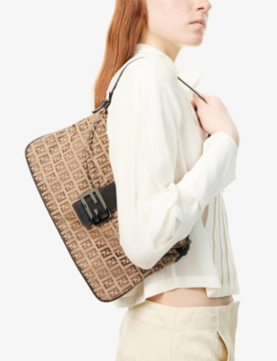 RESELFRIDGES: Pre-Loved Fendi Zucchino Flap Canvas Shoulder Bag