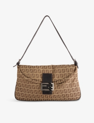 RESELFRIDGES: Pre-Loved Fendi Zucchino Flap Canvas Shoulder Bag