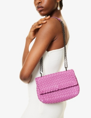 RESELFRIDGES: Pre-Loved Bottega Veneta Small Intrecciato Olympia Leather Shoulder Bag