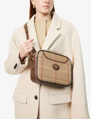 RESELFRIDGES: Pre-Loved Burberry Vintage Check Canvas Crossbody Bag