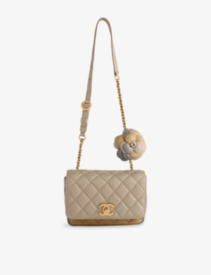 RESELFRIDGES: Pre-Loved Chanel Small Quilted Camellia Flower Flap Leather Shoulder Bag