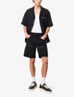 Represent Tailored Stone-washed Denim Bermuda Shorts In Black