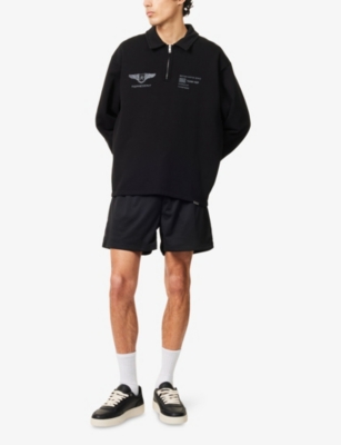 Represent Mens Mesh Relaxed-fit Woven Shorts Jet Black Xl In Jet Black