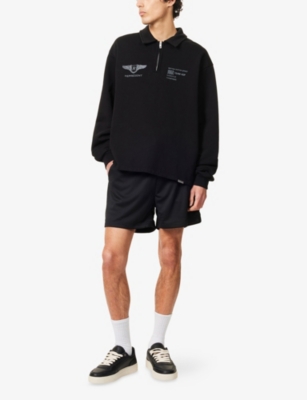 Represent Team Rep Logo Half-zip Cotton Sweatshirt In Jet Black