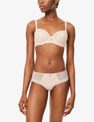 Chantelle Womens Golden Beige Romance Stretch-lace High-cut Briefs In Neutral