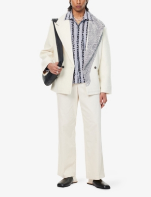 KARTIK RESEARCH: Double-Breasted Embroidered Wool Blazer
