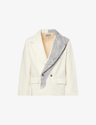 KARTIK RESEARCH: Double-Breasted Embroidered Wool Blazer