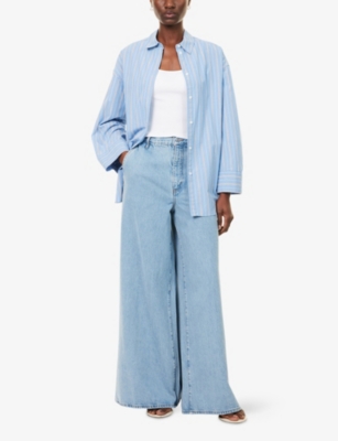 FRAME: Drape Wide-Leg Cotton-Blend Jeans