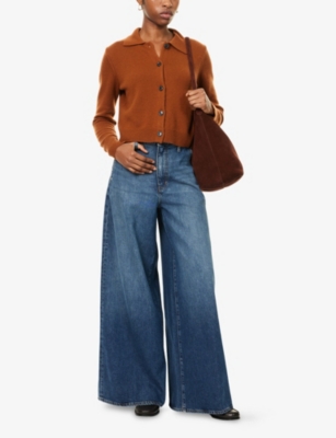 Frame Womens Tommy Drape Wide-leg Cotton-blend Jeans