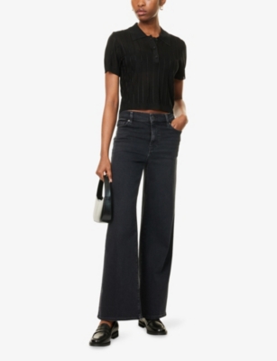Shop Frame Womens Le Slim Palazzo Wide-leg Cotton-blend Jeans Destroyer
