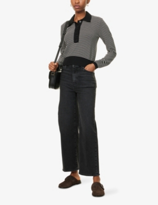 FRAME: Graduate Striped Cotton-Knit Polo Jumper