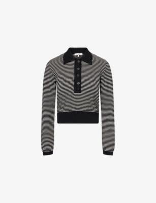 FRAME: Graduate Striped Cotton-Knit Polo Jumper