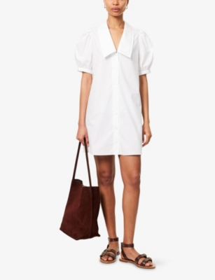 Frame Womens White Sailor-collar Cotton-poplin Mini Dress Xs