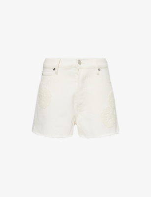 FRAME: The Dare Crochet Denim Shorts