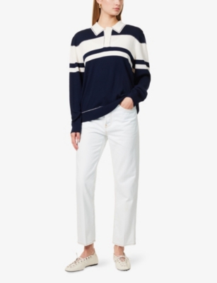 FRAME: Vertical Crop Straight-Leg High-Rise Jeans