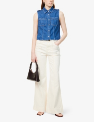 Frame Womens Two-patch-pockets Sleeveless Denim-blend Shirt Regulation In Regulation
