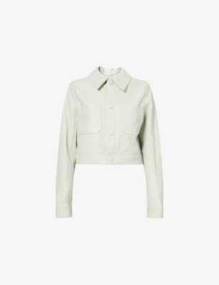 Frame Womens  Cropped Boxy Leather Jacket