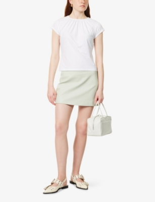 FRAME: A-Line Leather Mini Skirt