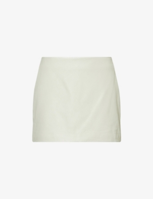 FRAME: A-Line Leather Mini Skirt
