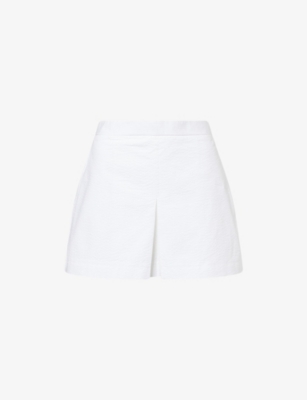 Frame Womens White Seersucker Mid-rise Woven Shorts