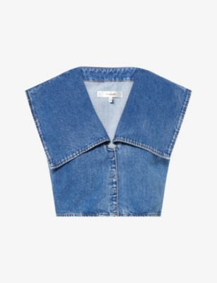 Frame Womens Dalloway Bib Sleeveless Denim Blouse