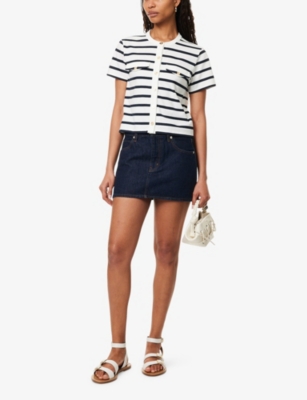 FRAME: Mid-Rise Slim-Fit Denim Mini Skirt