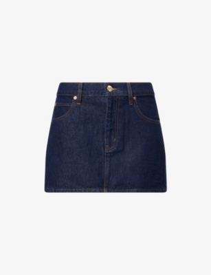 FRAME: Mid-Rise Slim-Fit Denim Mini Skirt