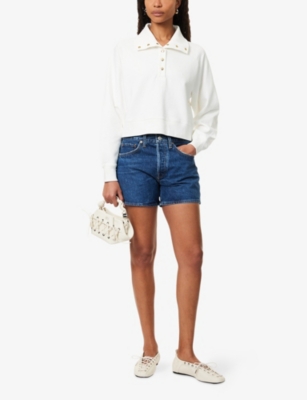 Frame Womens Cream Coach High-neck Cotton-jersey Sweatshirt In White