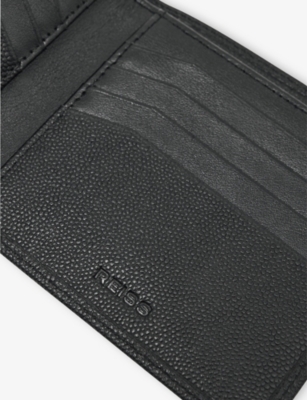 Reiss Mens Black Henry Logo-embossed Leather Wallet In Black