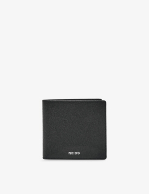 Reiss Mens Black Henry Logo-embossed Leather Wallet In Black
