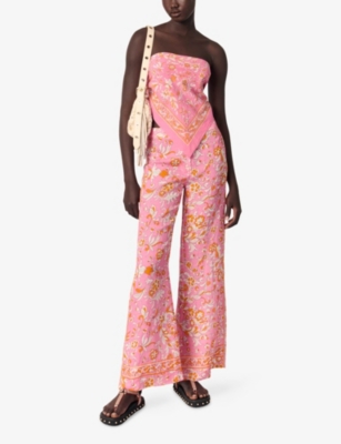 MAJE: Floral-Print Wide-Leg Woven Trousers