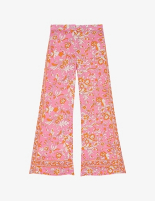 MAJE: Floral-Print Wide-Leg Woven Trousers