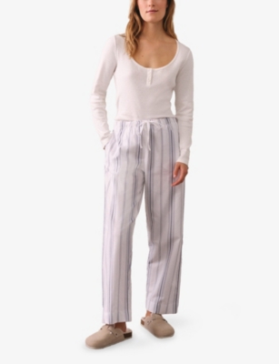 The White Company S Ivory Pointelle Scoop Neck Cotton Pyjama Top Xs In White