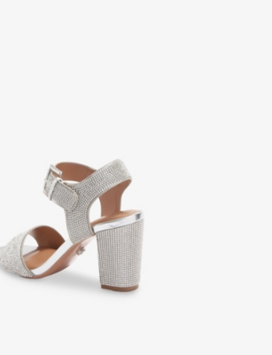 Sadie Jewel Rhinestone-Embellished Woven Block-Heel Sandals