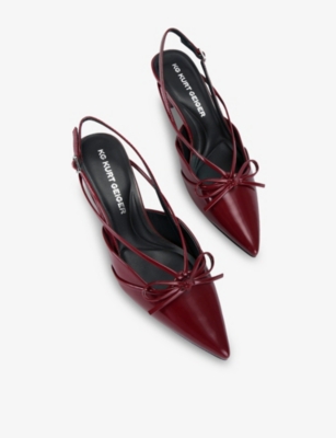 Kg Kurt Geiger Womens Wine Abbot Faux Patent-leather Kitten-heel Slingback Courts Eur 40 / 7 Uk In Burgundy
