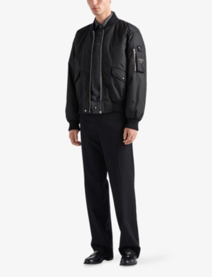Prada Womens  Re-nylon Shell Bomber Jacket In Black