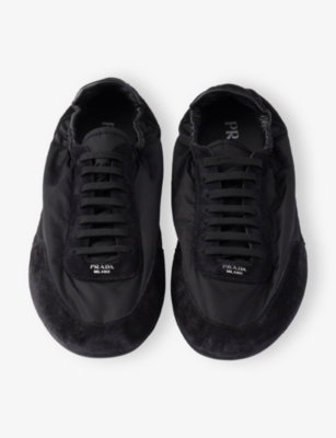Prada Collapse Re-nylon And Suede Sneaker Men In Black