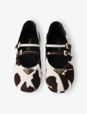 PRADA: Printed Leather Ballerinas