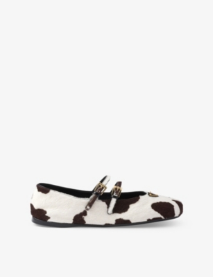 PRADA: Printed Leather Ballerinas