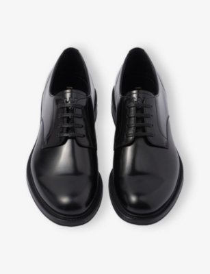 Prada Brushed Leather Lace-up Shoes In Black