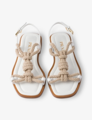 Flat Leather and Cord Sandals