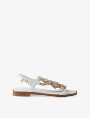 Prada Womens White Flat Leather And Cord Sandals Eur 39 / 6 Uk