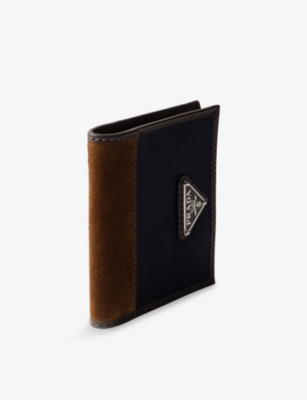 Prada Womens Blue Re Nylon And Leather Wallet