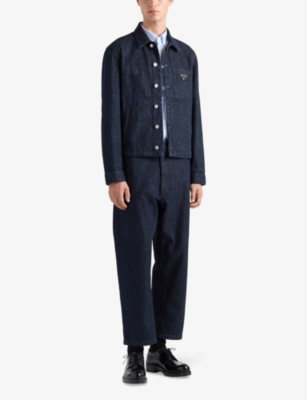 PRADA: Chevron Denim Blouson Jacket