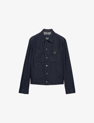 PRADA: Chevron Denim Blouson Jacket